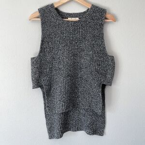 Madewell Open Side Sweater Vest Size S Merino Wool Marled Pepper Knit Layer Rib